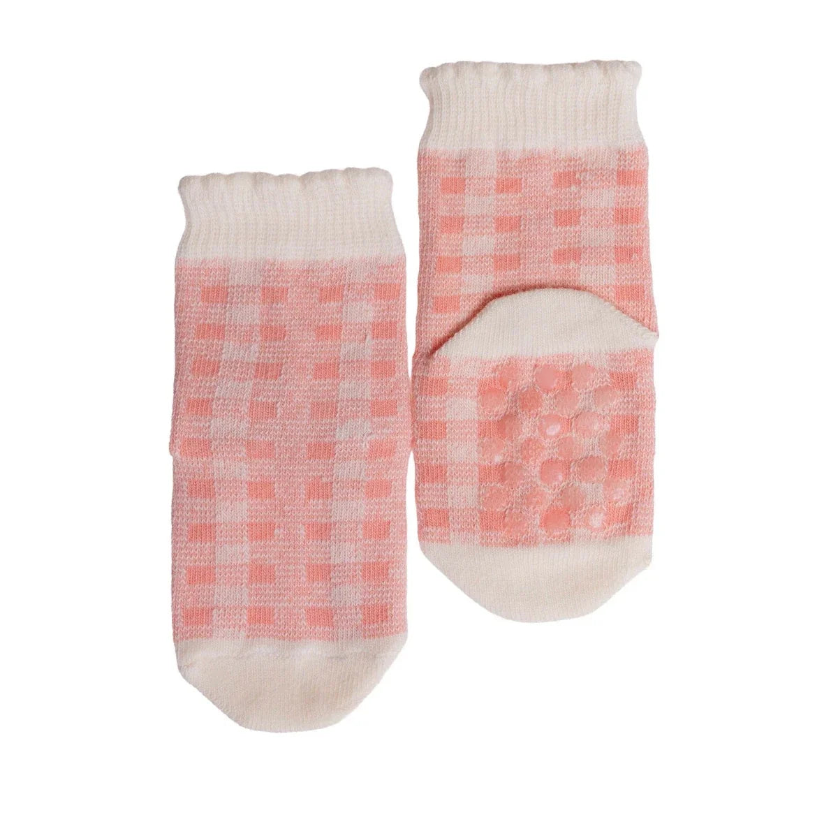 HelloBaby Check Print 3 Pack Non-Slip Baby Socks (Newborn to 3-4 Years)