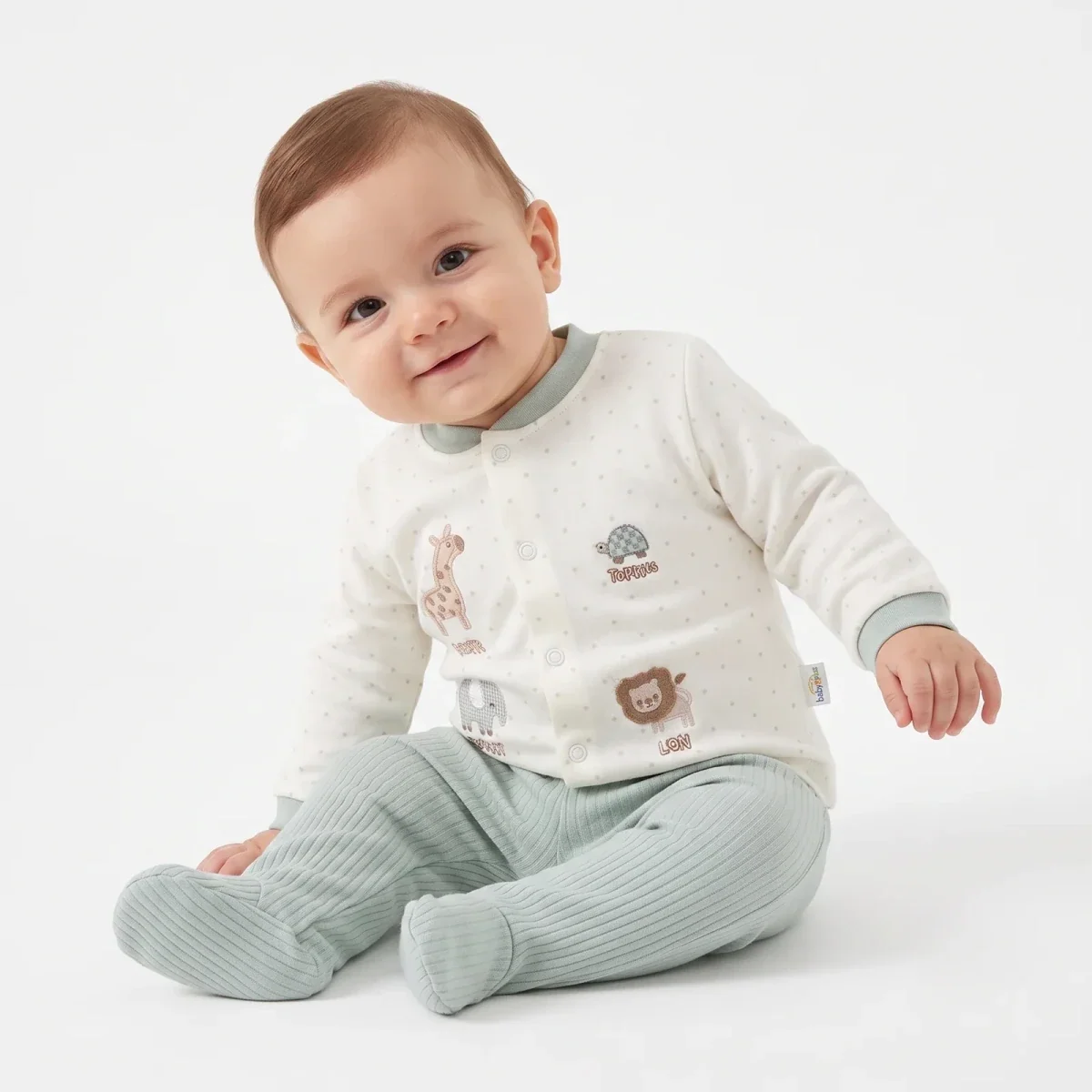 Bebetto Animal Print Baby Cardigan & Footed Leggings (Newborn to 6-9 Months)