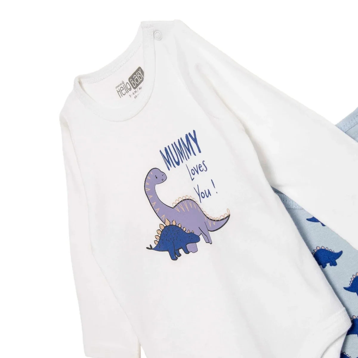 HelloBaby 2 Pack "Mummy Loves You" Slogan Long Sleeve Baby Bodysuits (1-3 Months to 2-3 Years)