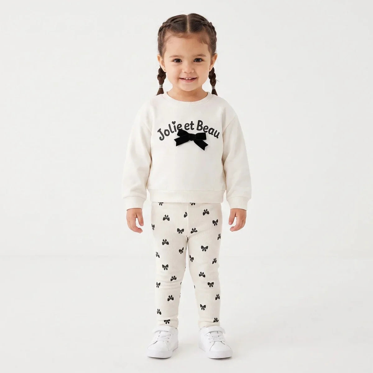 HelloBaby Bow Print Baby Sweatshirt & Leggings Set (3-6 Months to 4-5 Years)