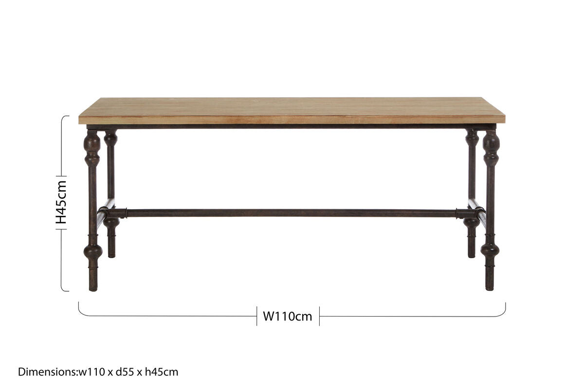 Natural Rectangular Coffee Table with Distressed Fir Wood Top, Tribeca