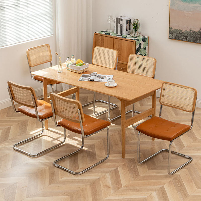 Classic Keaton Rattan Dining Chair, Leather & Chrome, With Armrests
