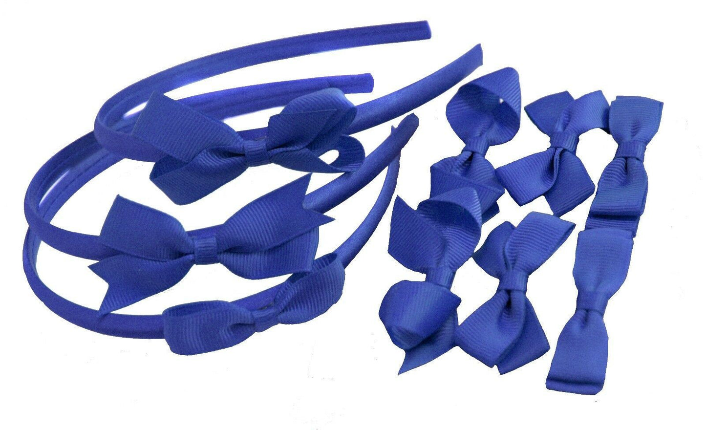 9 PIECE BUNDLE SET Royal Blue School Hair Bows Headbands Clips Alice Bands Uniform Colours