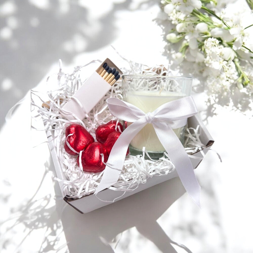 White Ribbon Candle Gift Set White Ribbon | Keepsake for Friend, Family