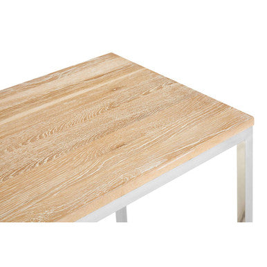 Natural Oak Wood Top Console Table with Stainless Steel Frame, Hampstead