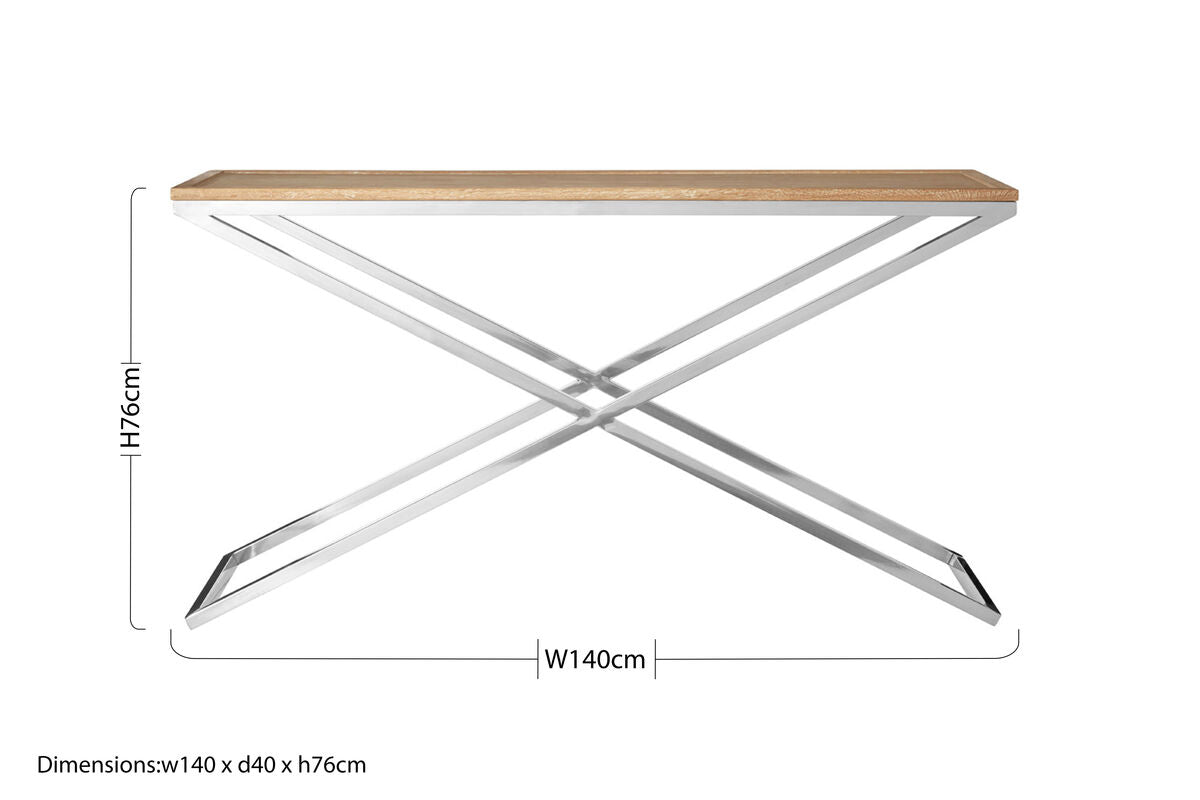 Silver and Natural Console Table with Metal Frame, Holland Park