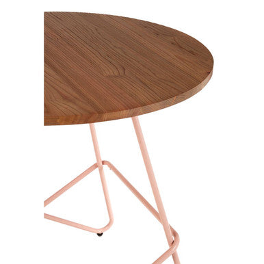 Pink Metal Legs and Natural Elm Wood Top Round Dining Table, District