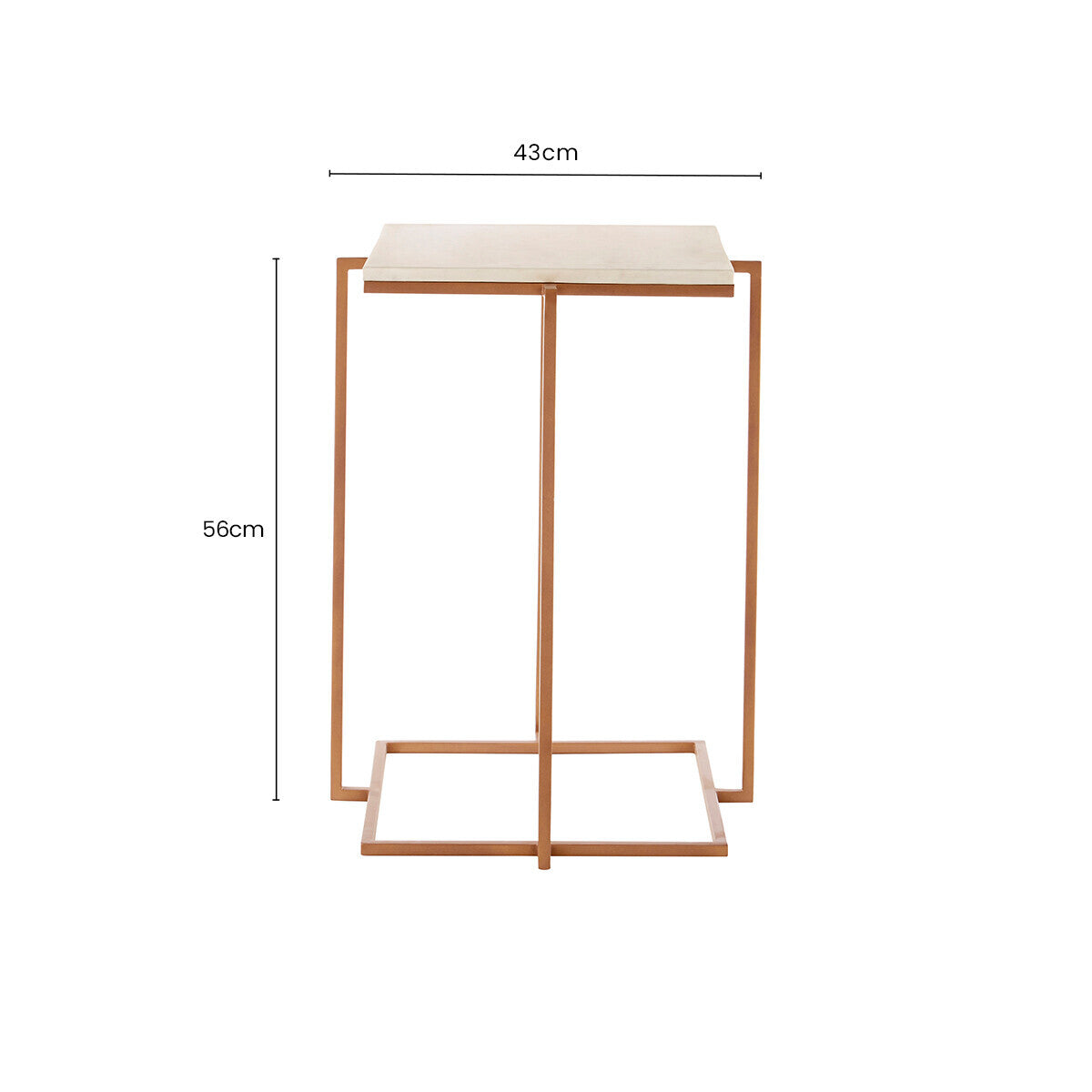 White Marble Top Side Table with Gold Finish Iron Legs, Shalimar