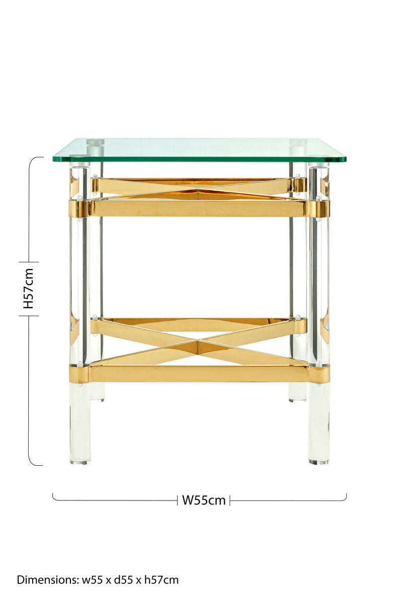 Glass Top Side Table with Acrylic Legs, Clarence