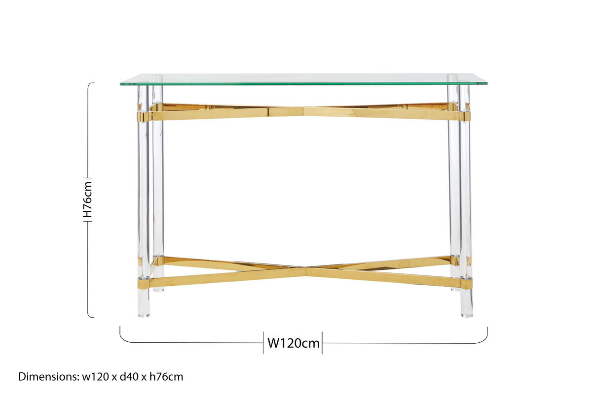 Glass Top Console Table with Acrylic Legs, Clarence