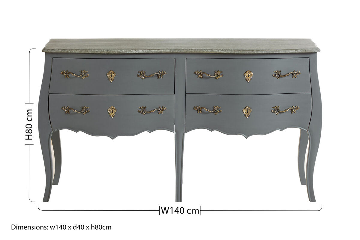 Loire Grey 4 Drawer Sideboard
