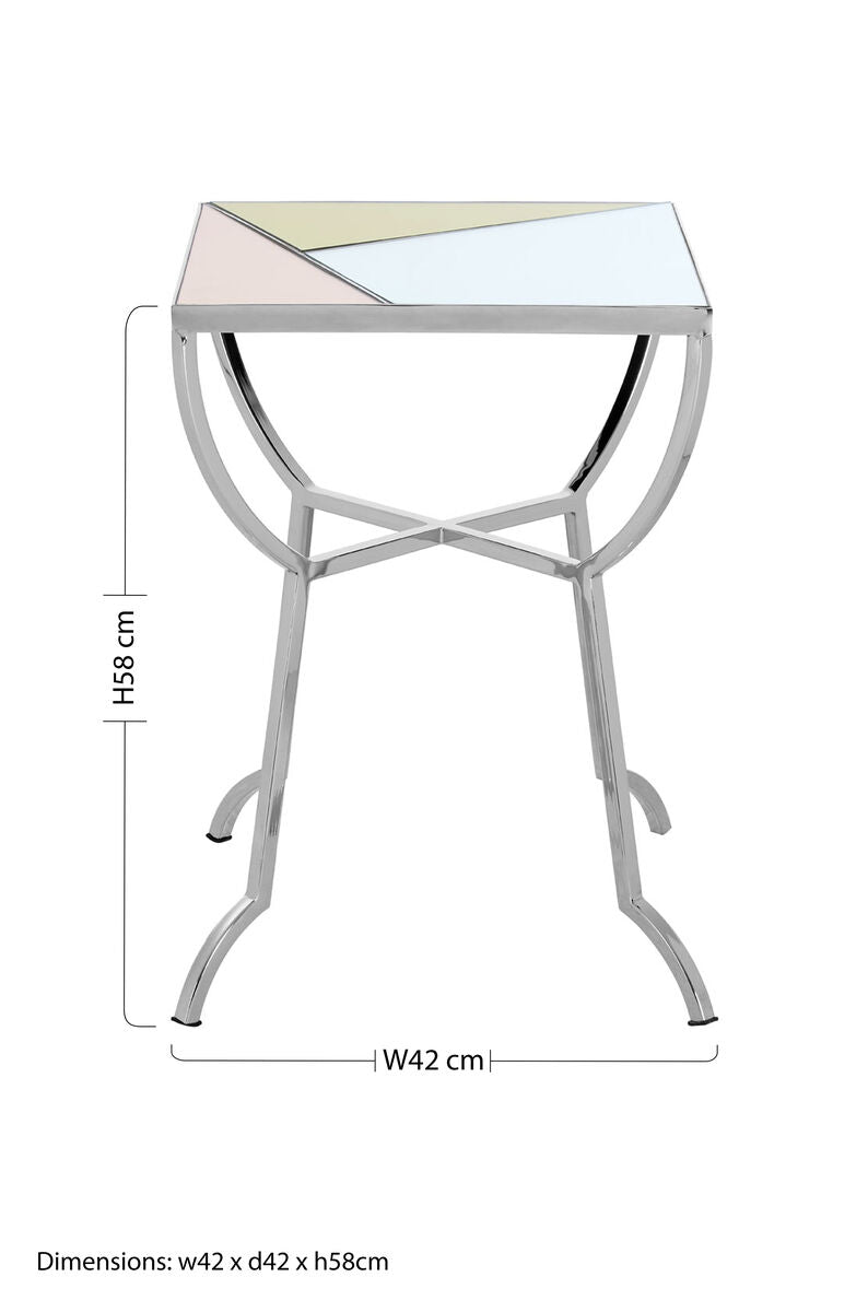 Square Side Table with Pastel Top and Silver Frame, Arbus