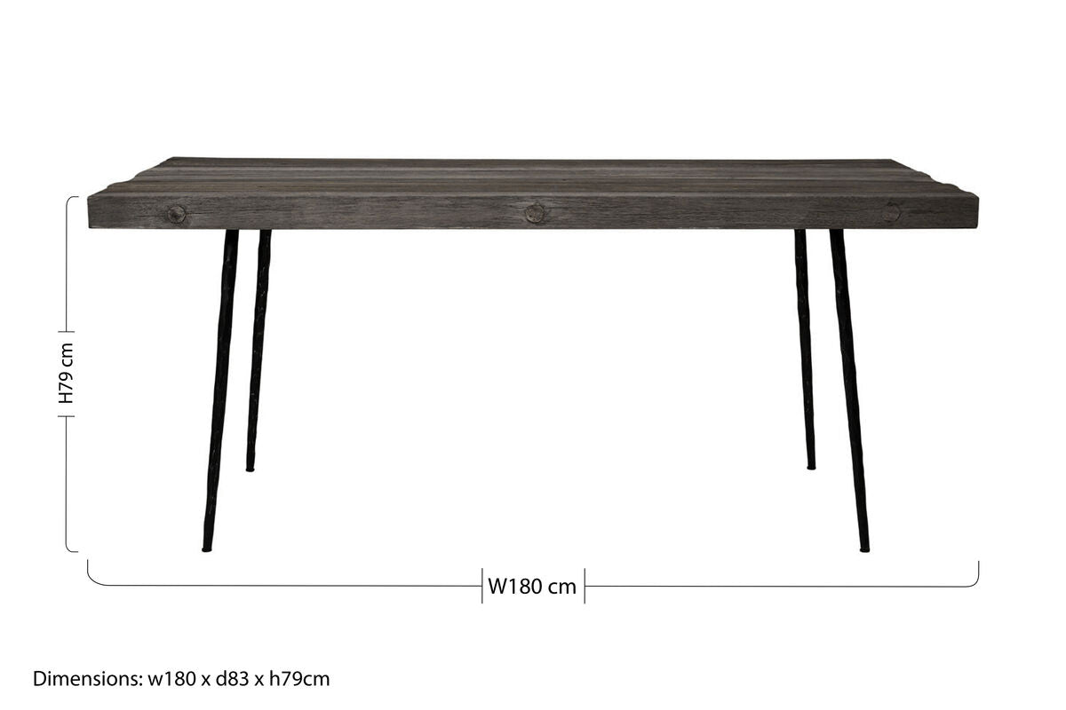 Grey Oak Wood Rectangular Dining Table, Mason