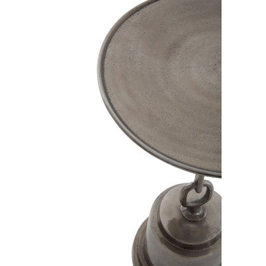 Black Nickle Finish Round Side Table, Zane