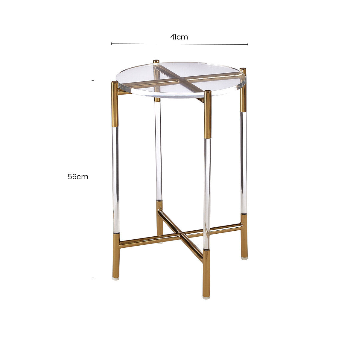 Gold Finish Side Table with Acrylic Accents, Miley