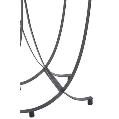 Grey Glass Top Console Table with Black Iron Overlapping Curved Base, Trento