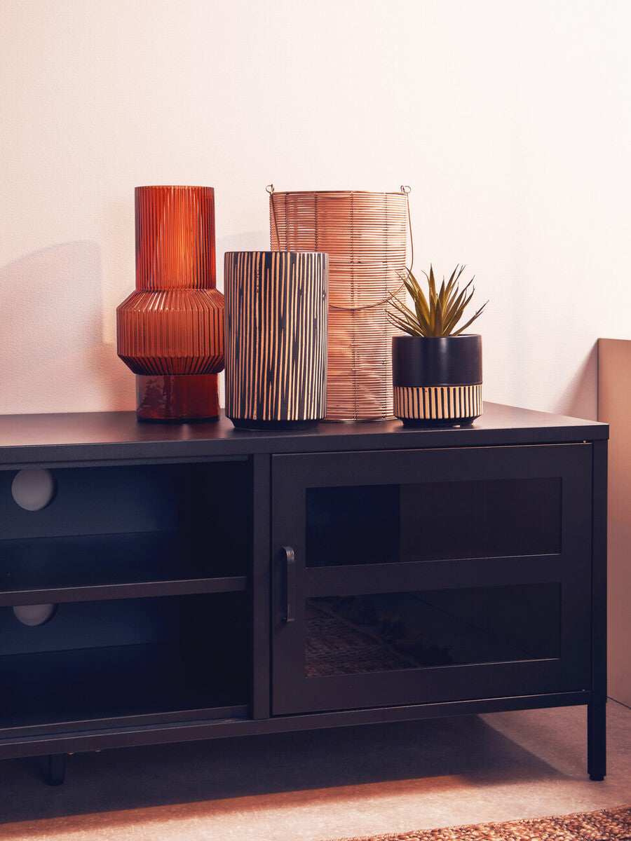 Kiso Large Black and Cream Finish Vase