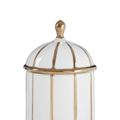 Coletta Medium White and Gold Ceramic Jar
