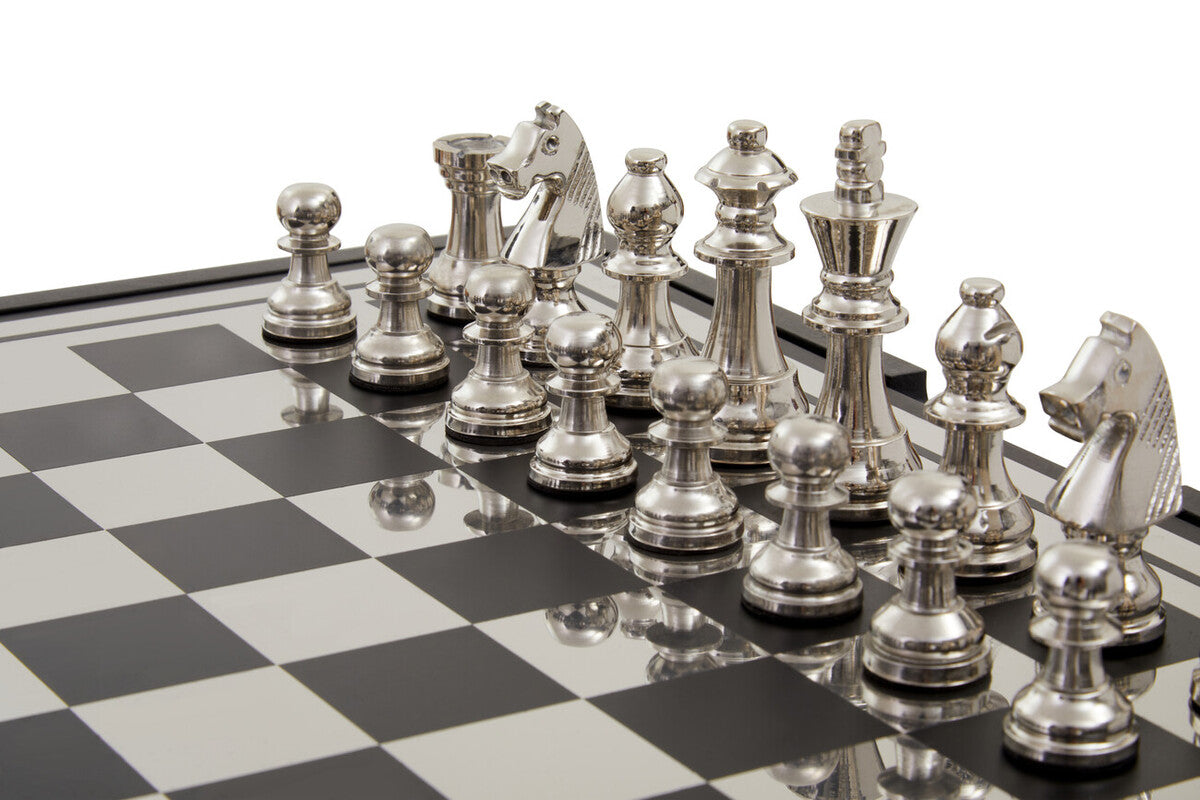 Churchill Games Black And Silver Chess Set