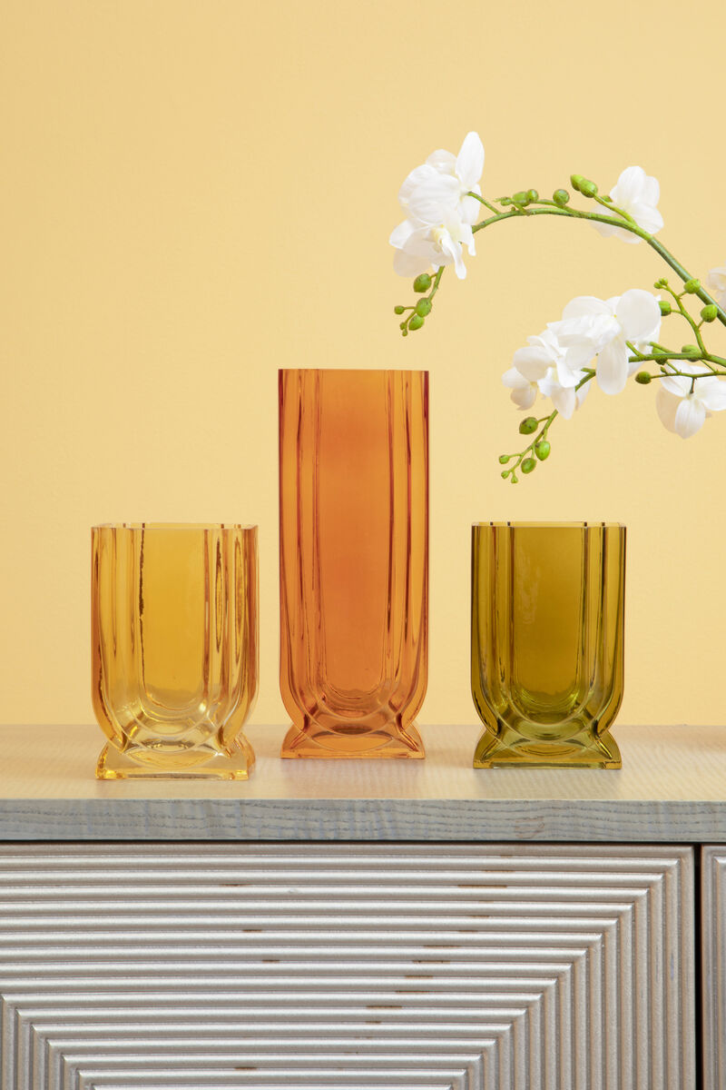 Edan Small Olive Green Glass Vase