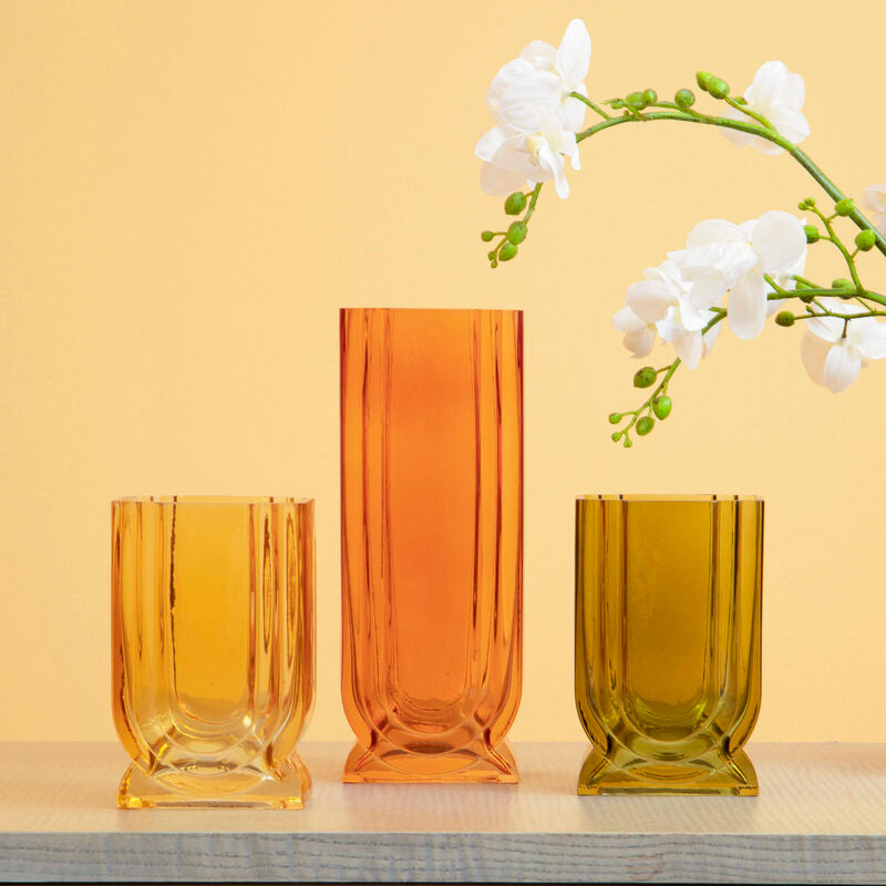 Edan Small Ochre Yellow Glass Vase