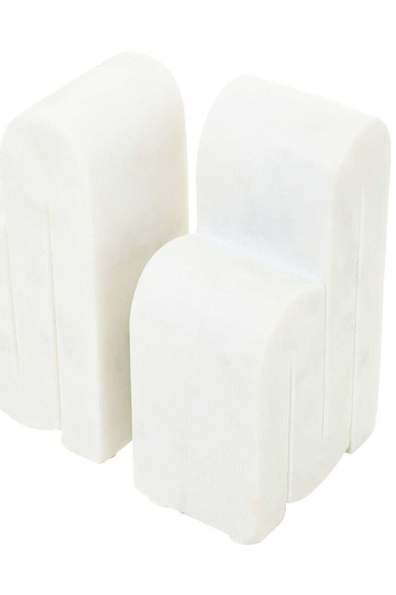 Nason Set of Two White Marble Bookends