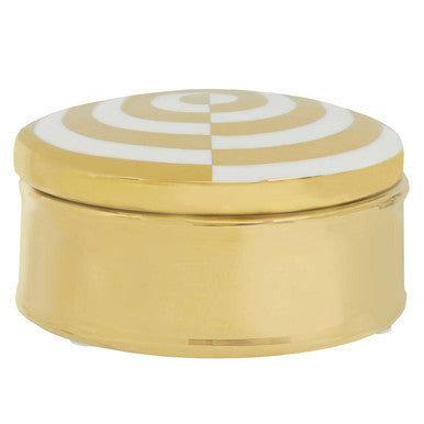 Curva Round Gold and White Trinket Box