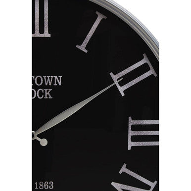 Kent 60cm Dia Black and Silver Wall Clock