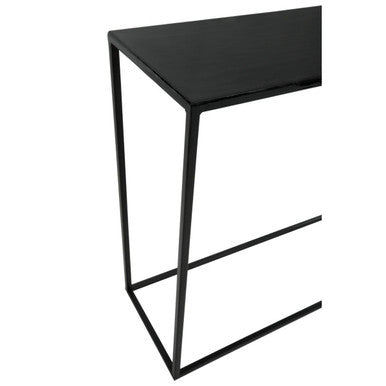 Black and White Ombre Top Console Table with Black Slim Metal Frame, Ramus