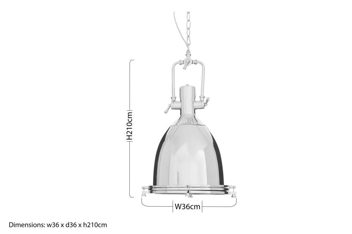 Lexington Large Chrome Plain Pendant Light