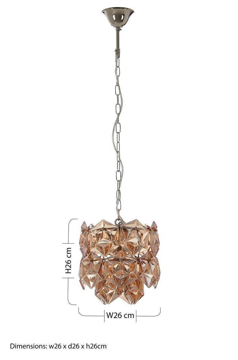 Rydello Small Multi Faceted Amber Glass Pendant Light
