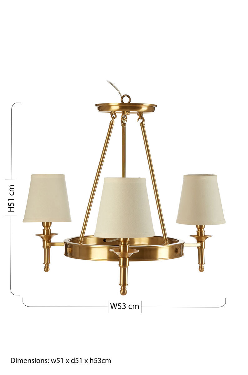 Zina Copper Finish 3 Arm Chandelier