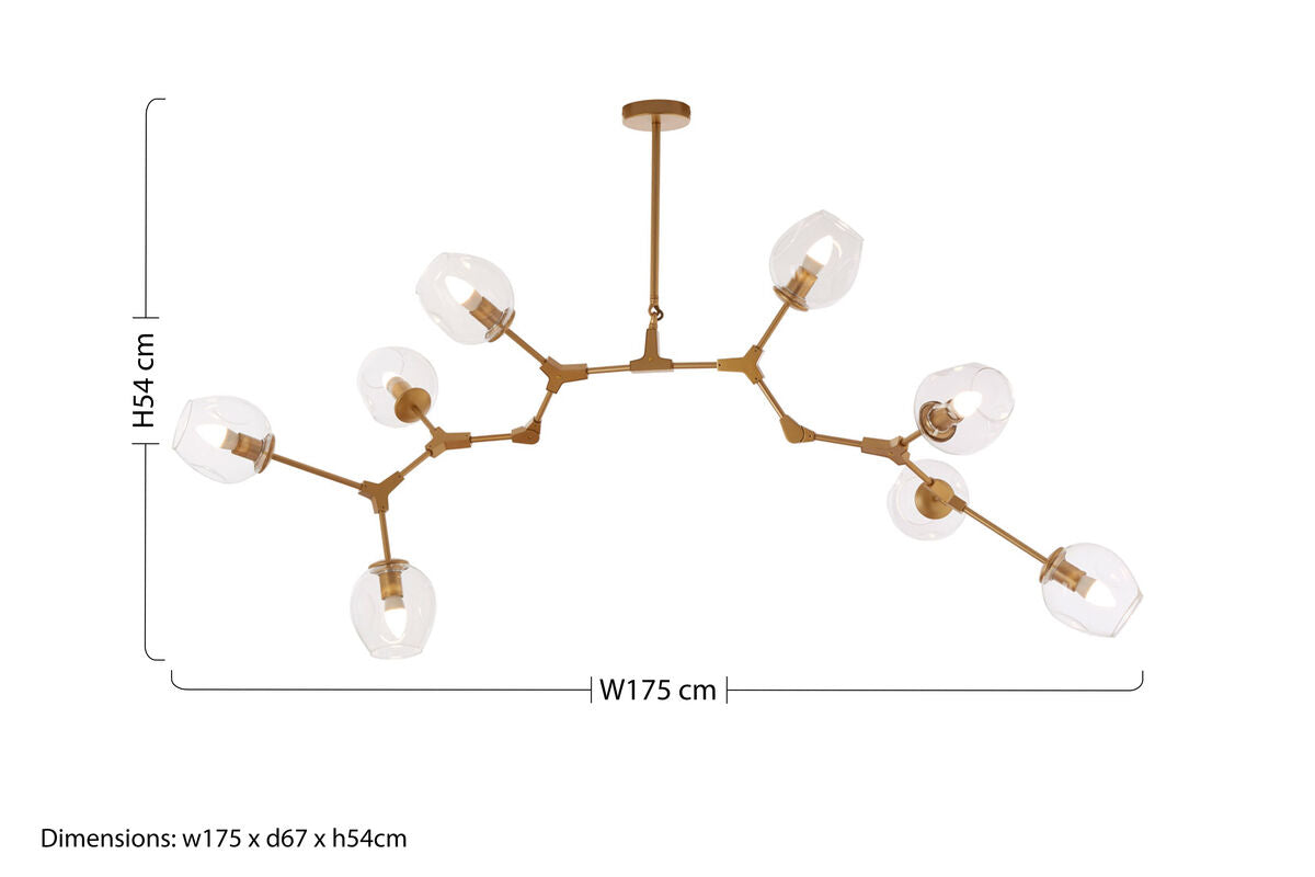 Abira Gold Finish Adjustable 8 Arm Statement Pendant Light