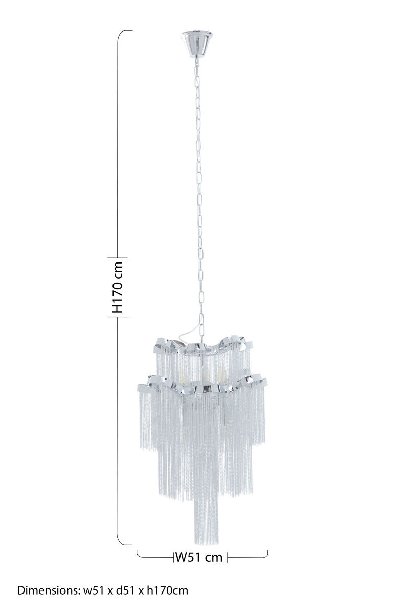 Lerici 2 Tier 6 Light Chrome Chain Pendant Light