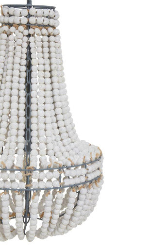 Lapiz Antique White Wooden Beads Chandelier