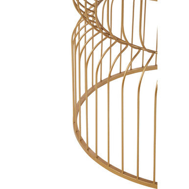 Round Gold Wireframe Side Table with Mirrored Top, Avantis