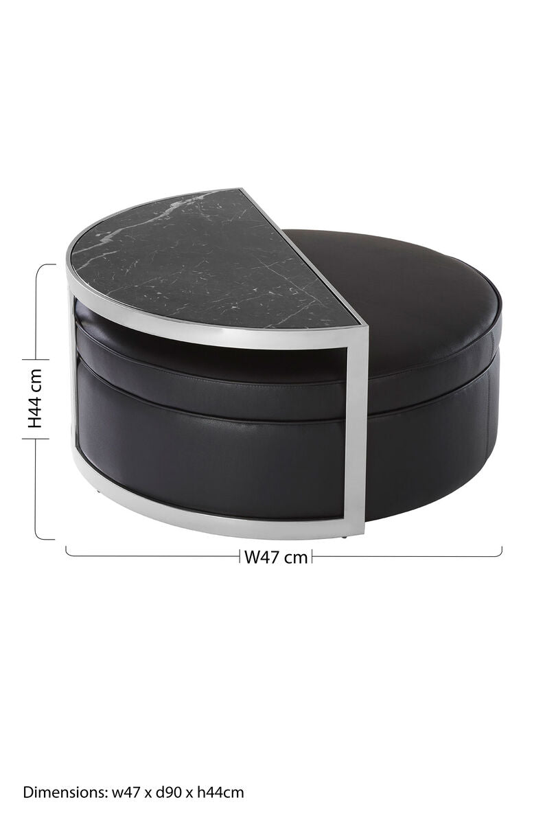Black Stool and Coffee Table Set with Nesting Design, Piermount