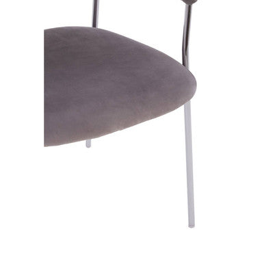 Tamzin Mink Velvet Channel Tufted and Chrome Finish Dining Chair