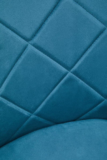 Tamzin Light Blue Velvet Quilted Dining Chair with Gold Finish Legs