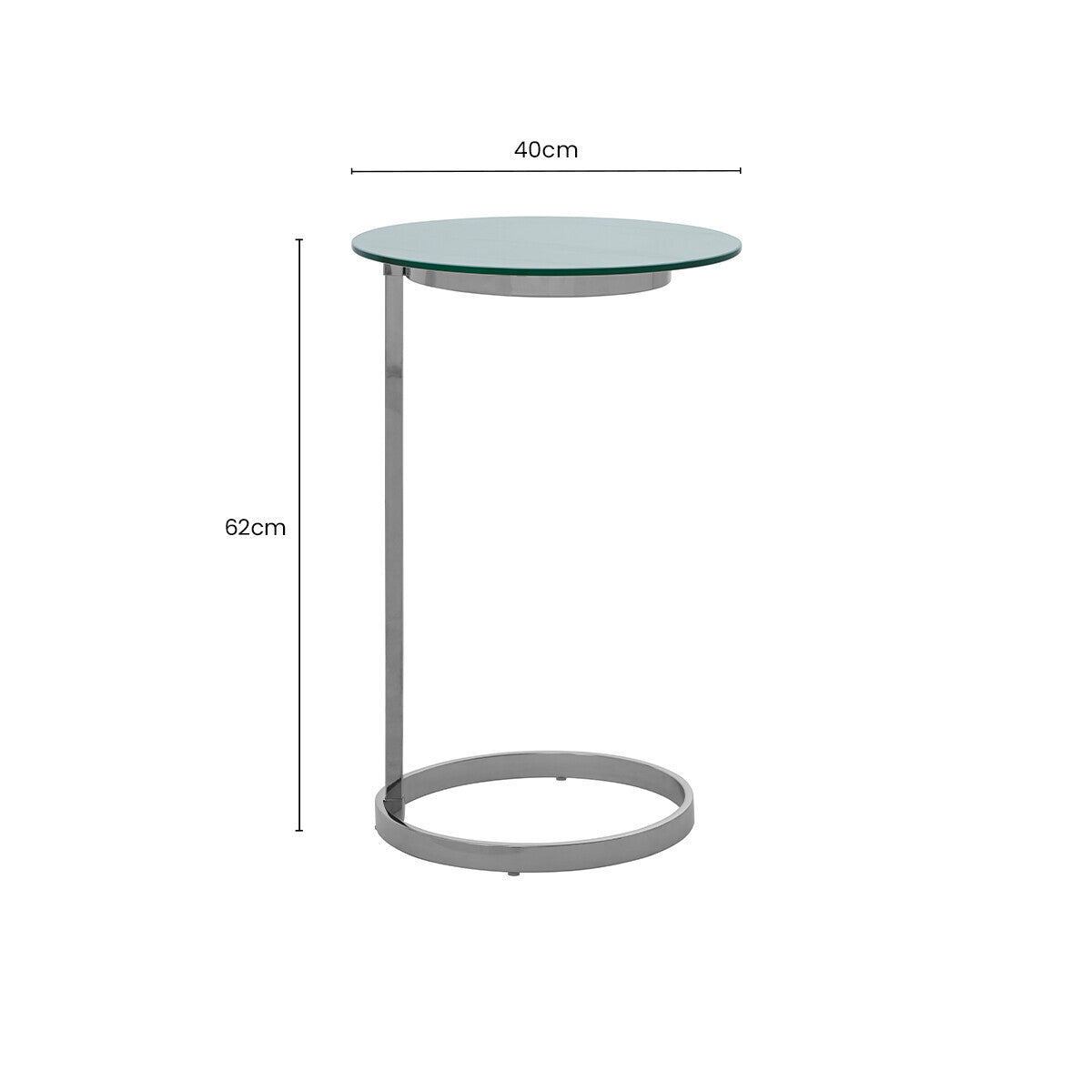 Silver Open Circular Base End Table with White Marble Effect Top, Oria