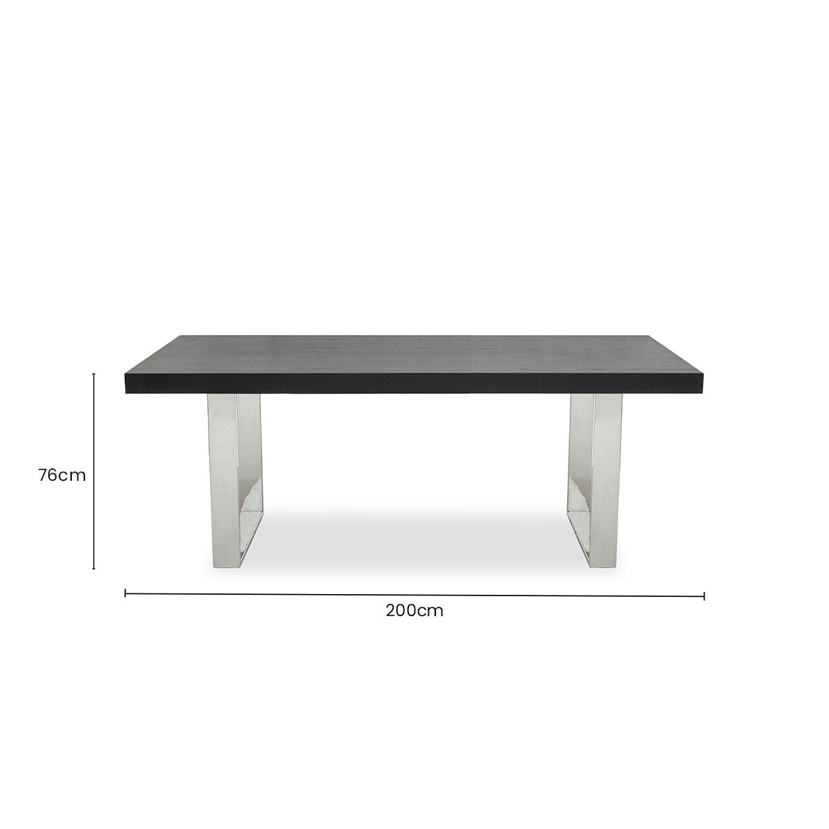Rectangular Wooden Dining Table with Silver Finish Frame, Ulmus