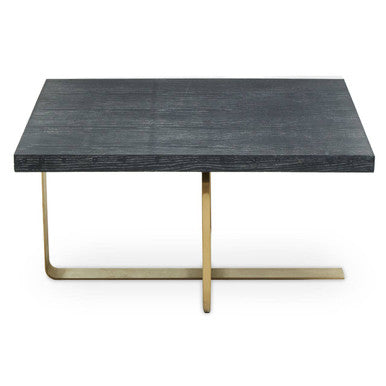 Black and Grey Square Coffee Table with Brushed Gold Base, Lena