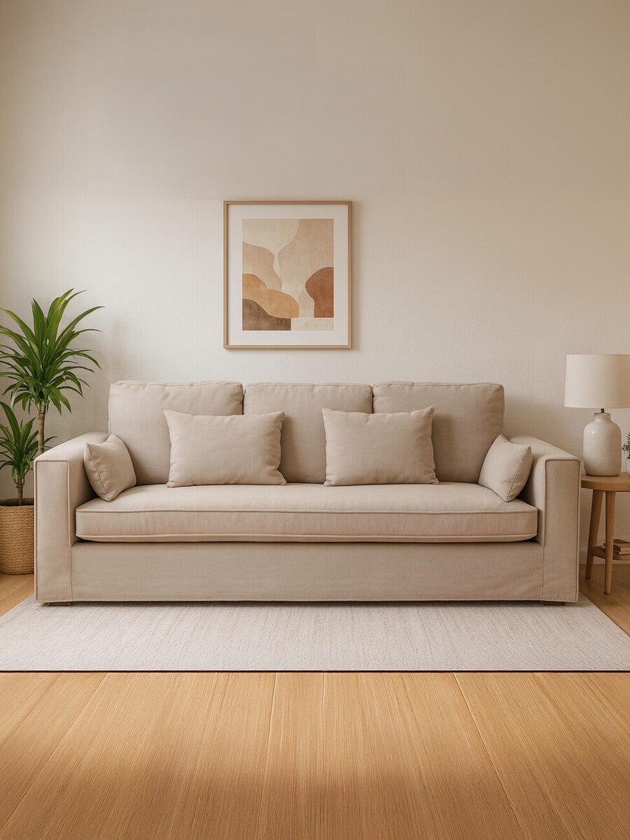 3 Seater Grey Fabric Sofa, Menton