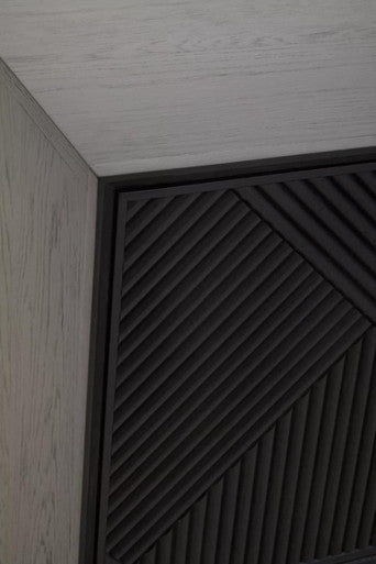 Jakara Black Finish Sideboard with 4 Doors and 3 Drawers