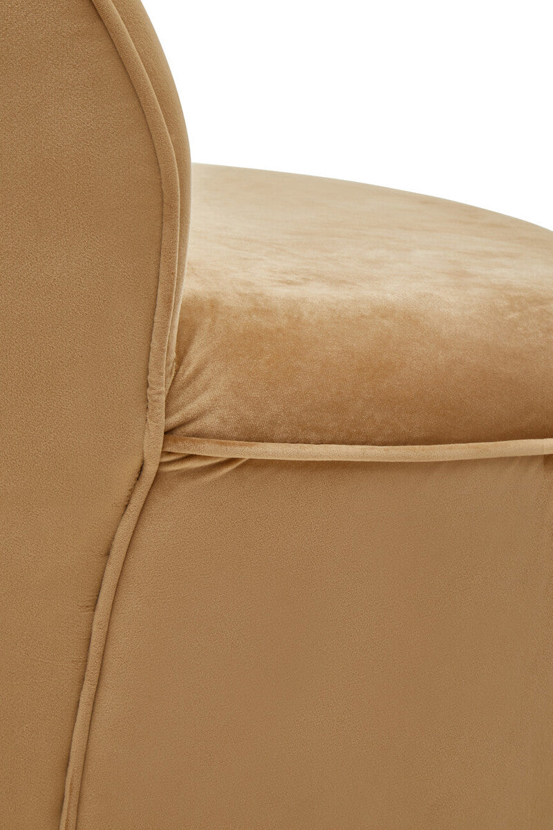 Kids Tamra Gold Beige Velvet Chair with Gold Base