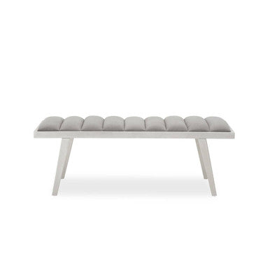 Gilden Grey Velvet Bench with Brushed Silver Frame