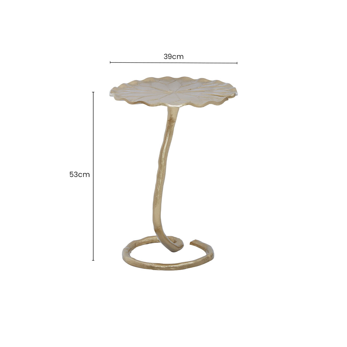 Handcrafted Floral Round Side Table with Warm Gold Finish, Inventivo