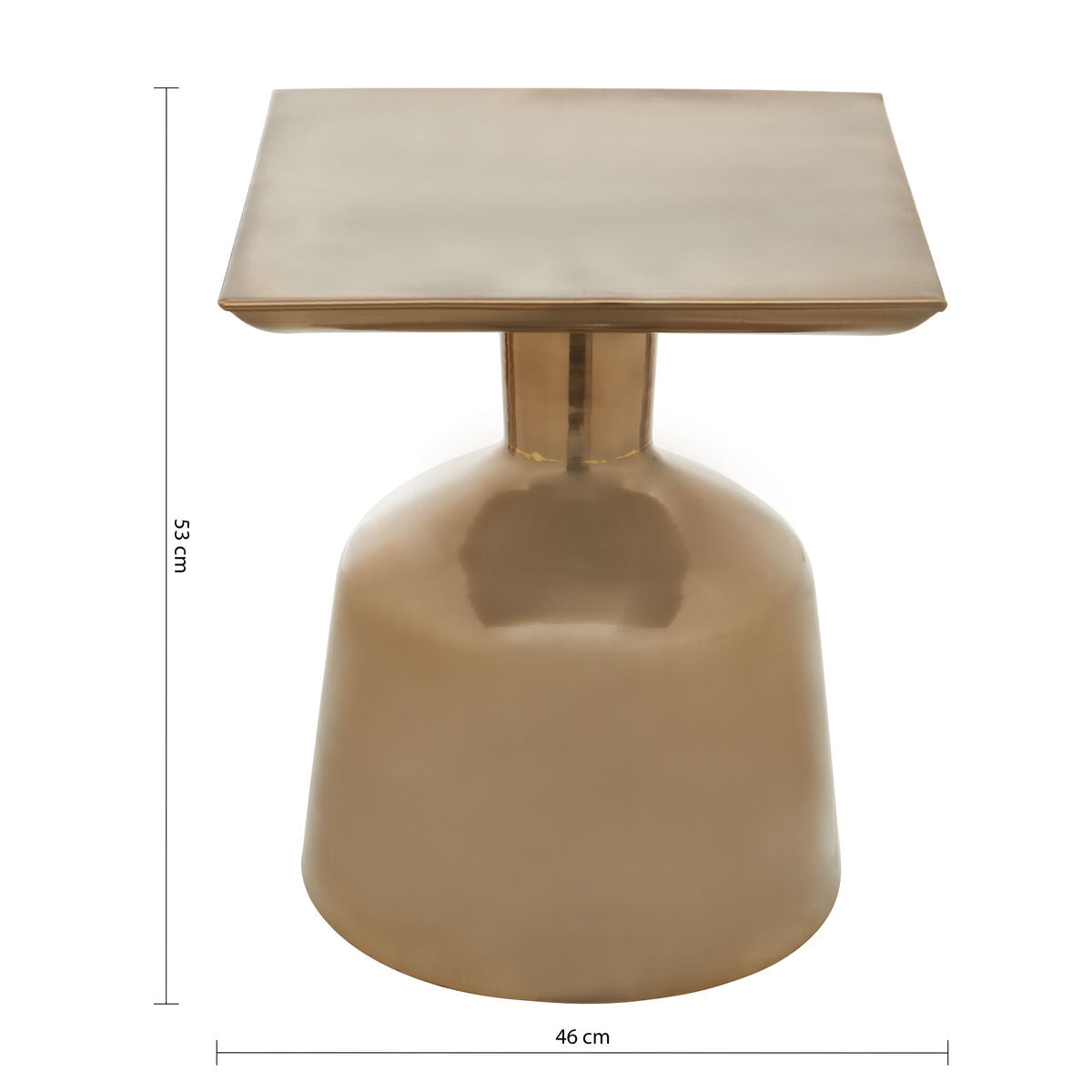 Antique Gold Finish Metal Side Table with Round Glass Top and Round Base, Pazo