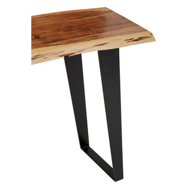 Natural Live Edge Acacia Wood Top Console Table with Black Iron Legs, Surax