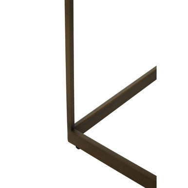 Brown Oak Veneer Top and Brushed Brass Frame Coffee Table, Grenoble